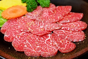 Premium Raw Japanese Kobe Beef on Plate